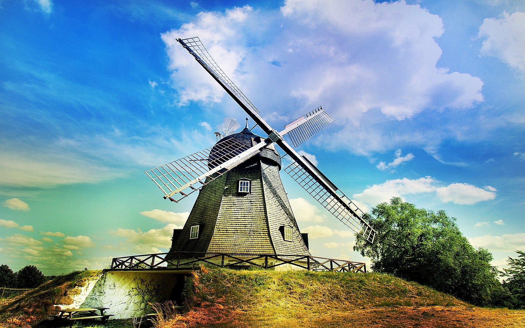Download hd 1680x1050 Windmill desktop background ID:482589 for free