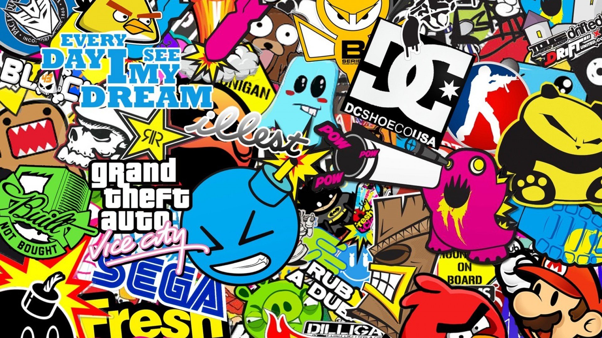Awesome Sticker Bomb free wallpaper ID:458314 for full hd 1920x1080 PC