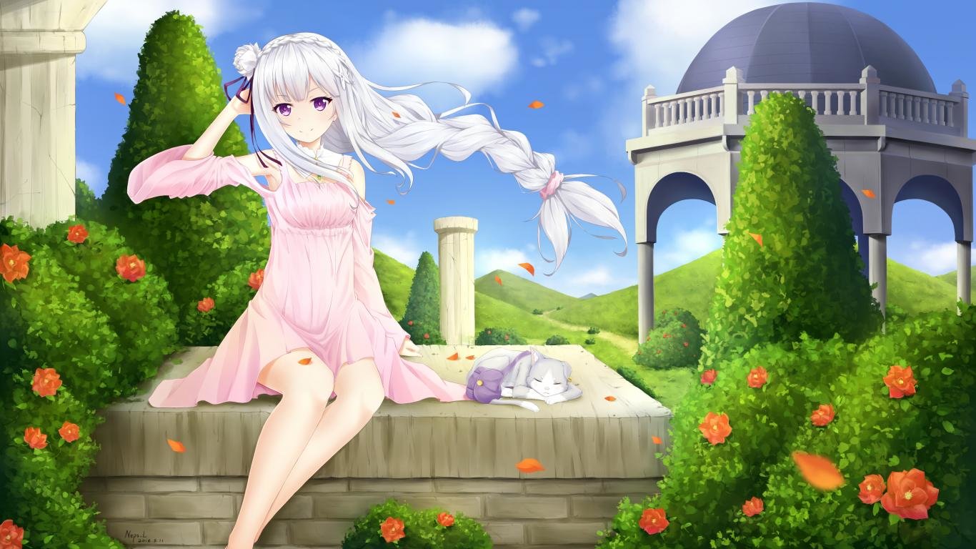 Awesome Emilia (Re:ZERO) free wallpaper ID:158685 for hd 1366x768 desktop