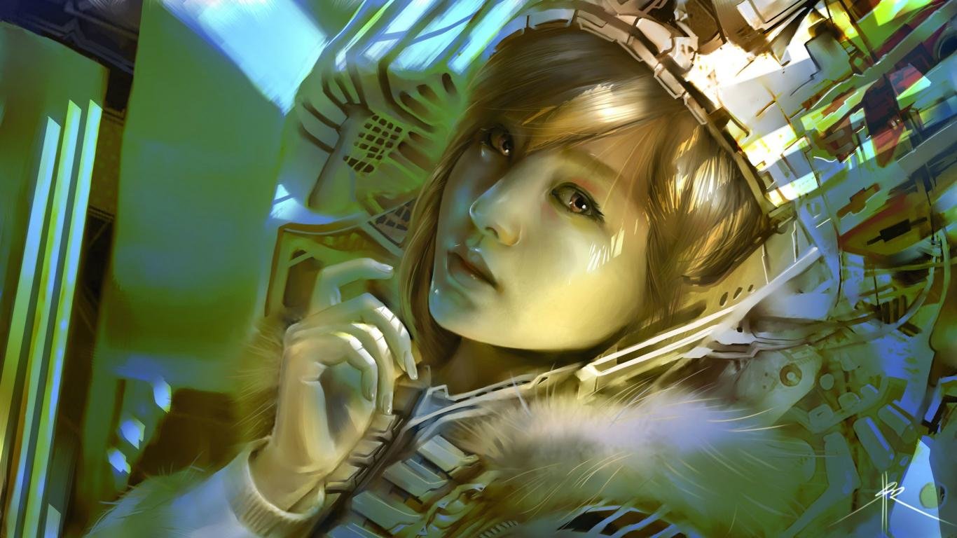 Free Space girl high quality wallpaper ID:71844 for 1366x768 laptop computer
