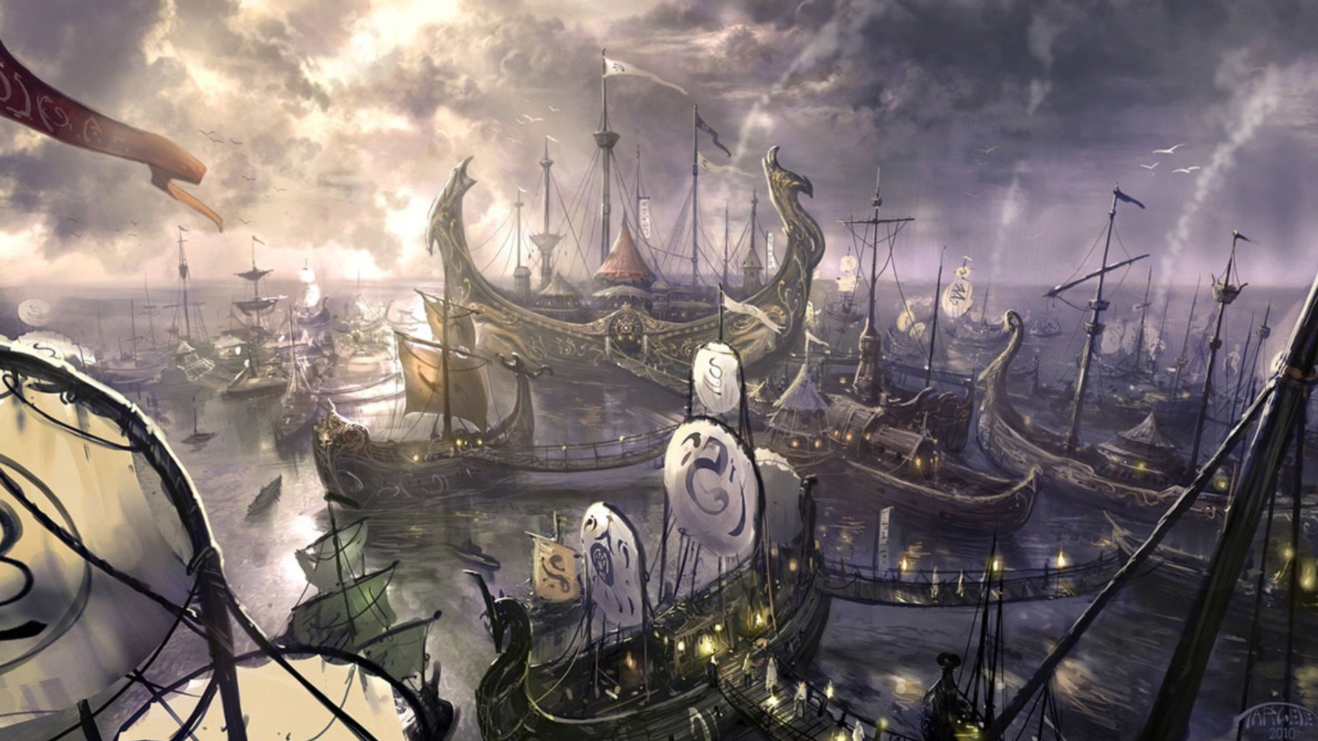 Free download Fantasy ship background ID:194814 full hd 1920x1080 for PC