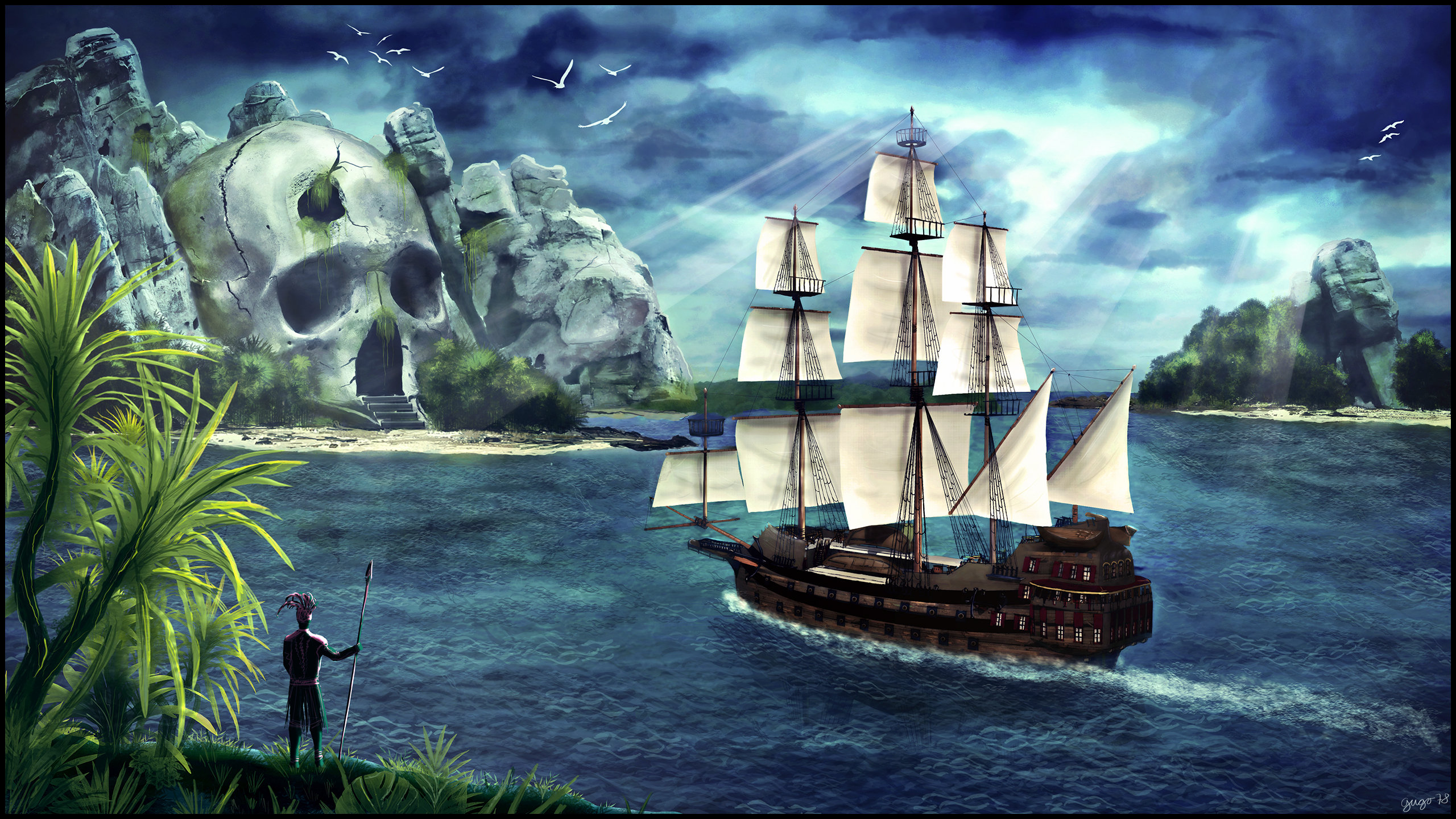 Free Fantasy ship high quality background ID:194706 for hd 2560x1440 PC