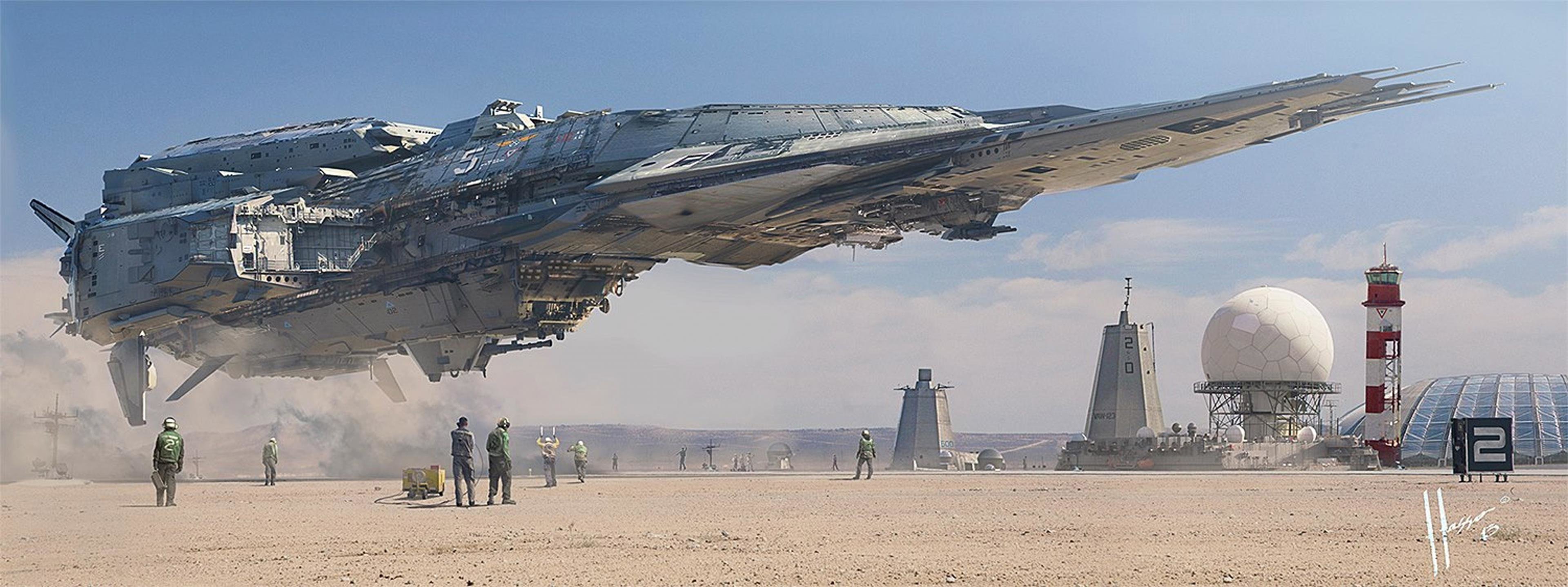 Best Spaceship background ID:183688 for High Resolution dual monitor 3840x1440 PC