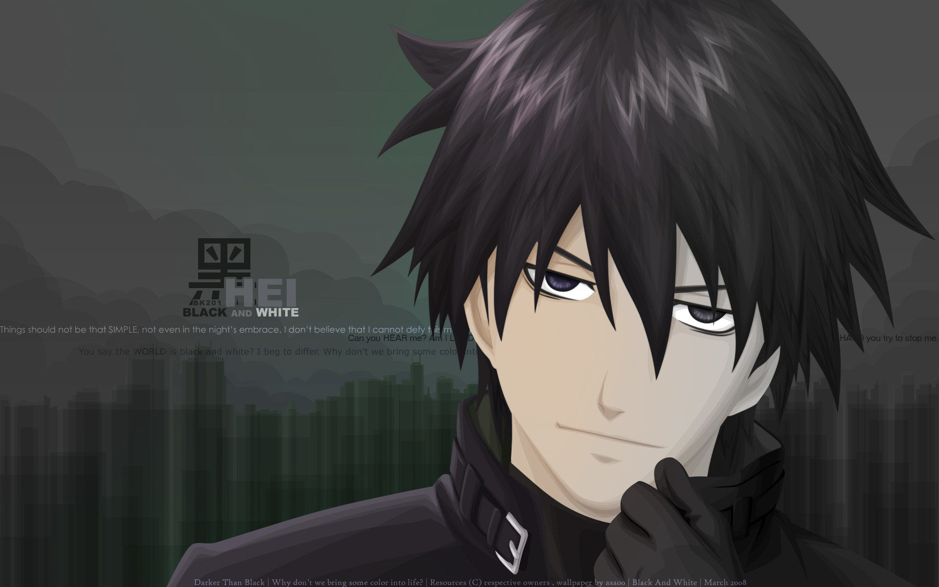 Download hd 1920x1200 Hei (Darker Than Black) computer background ID:110288 for free