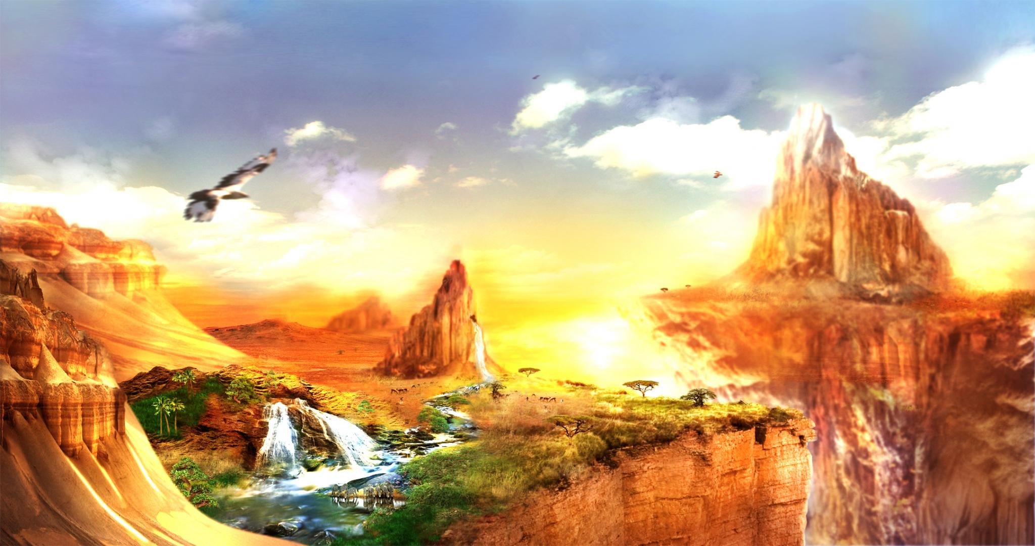 Free Fantasy landscape high quality background ID:143494 for hd 2048x1080 PC
