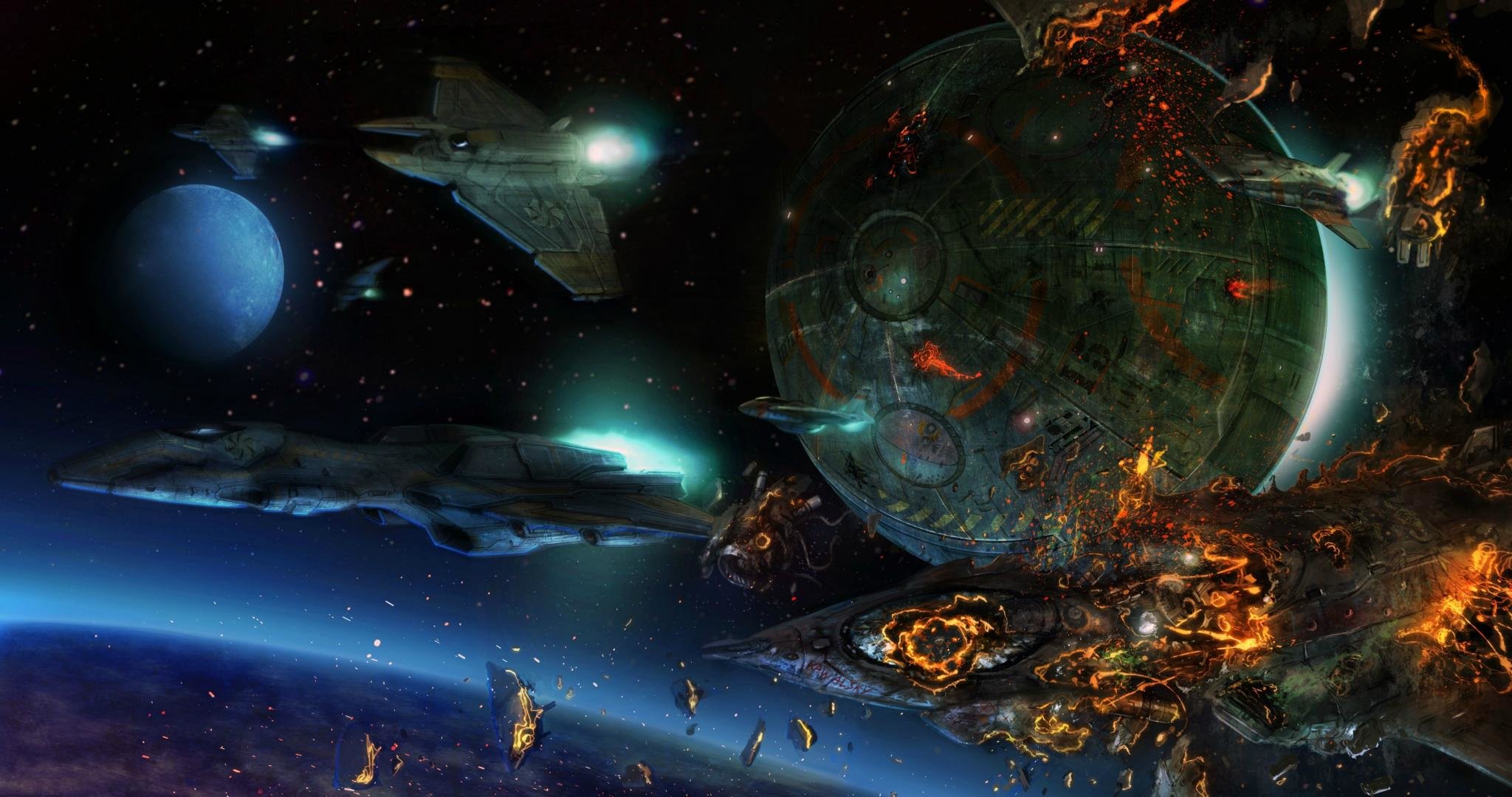 Best Epic space battle background ID:450488 for High Resolution hd 2048x1080 PC