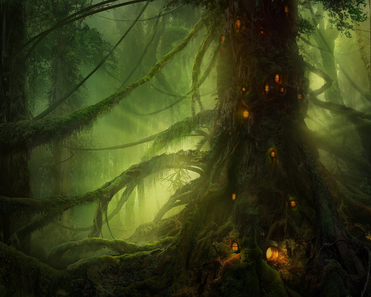 High resolution Fantasy forest hd 1280x1024 wallpaper ID:20327 for PC