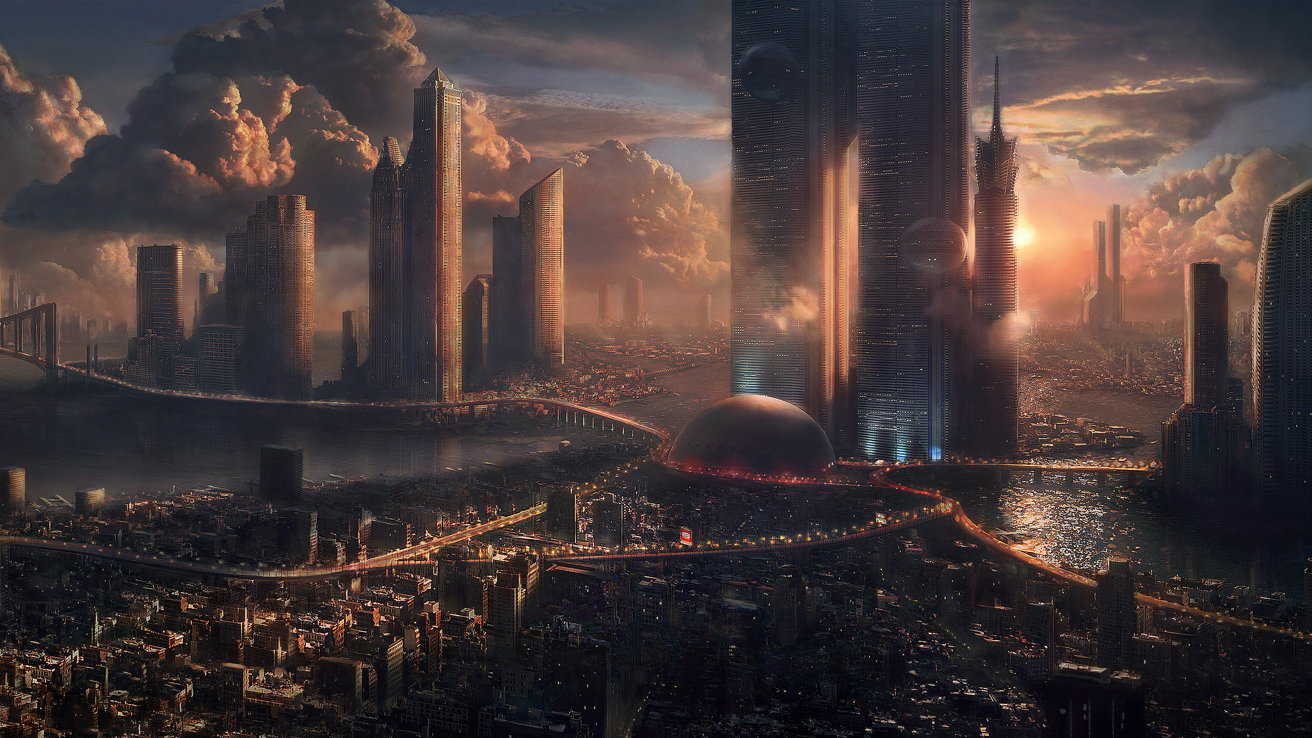 Futuristic city wallpapers 2560x1440 backgrounds