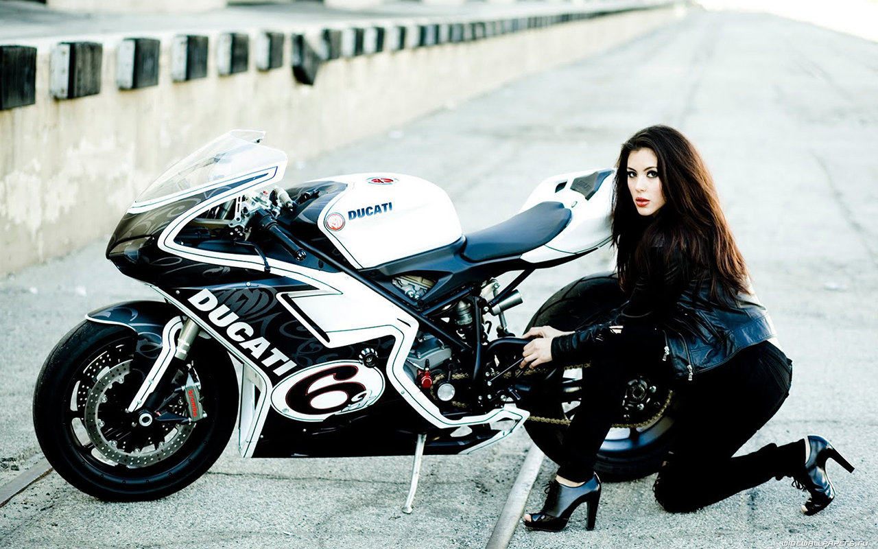 High resolution Girls and Bike (Motorcycles) hd 1280x800 background ID:67070 for PC