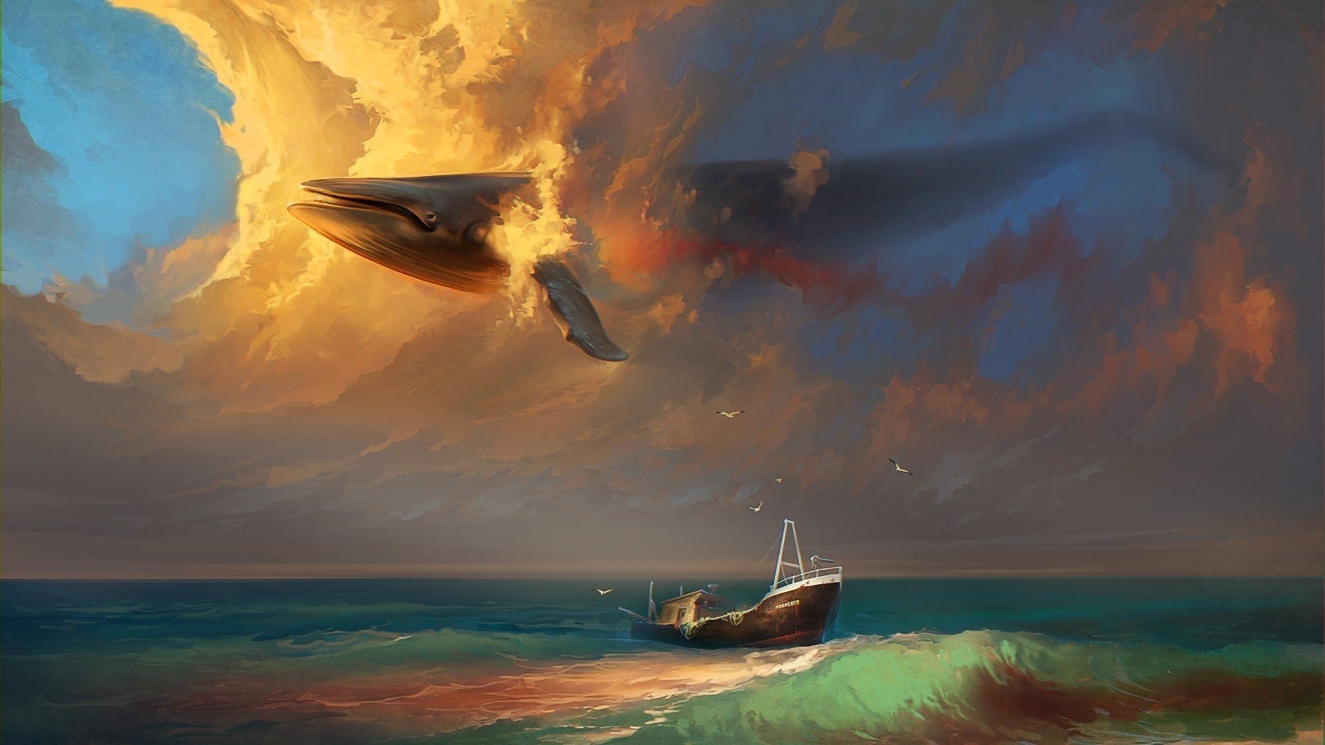 Download hd 1920x1080 Whale Fantasy desktop background ID:387425 for free