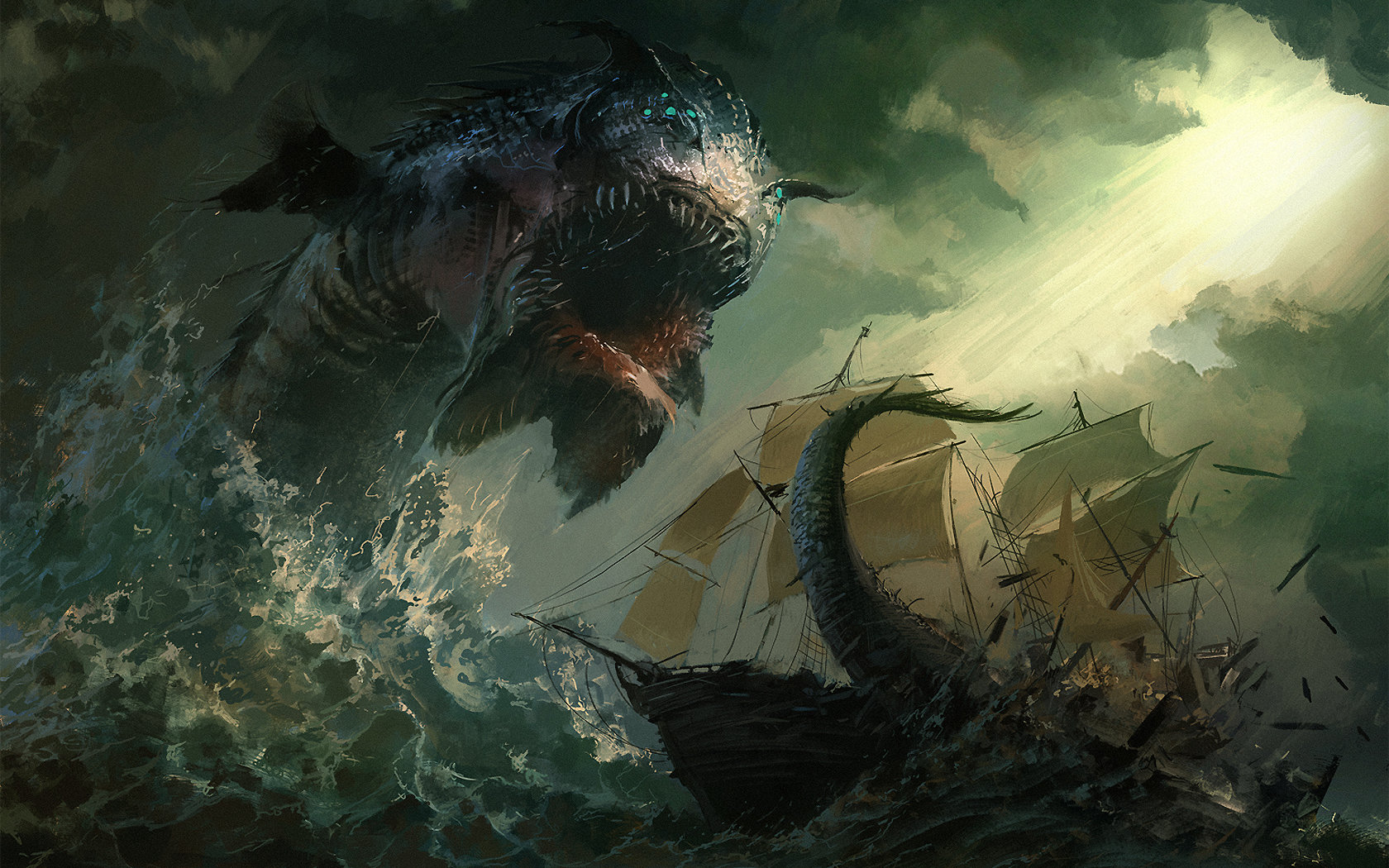 High resolution Sea Monster hd 1680x1050 wallpaper ID:373772 for PC