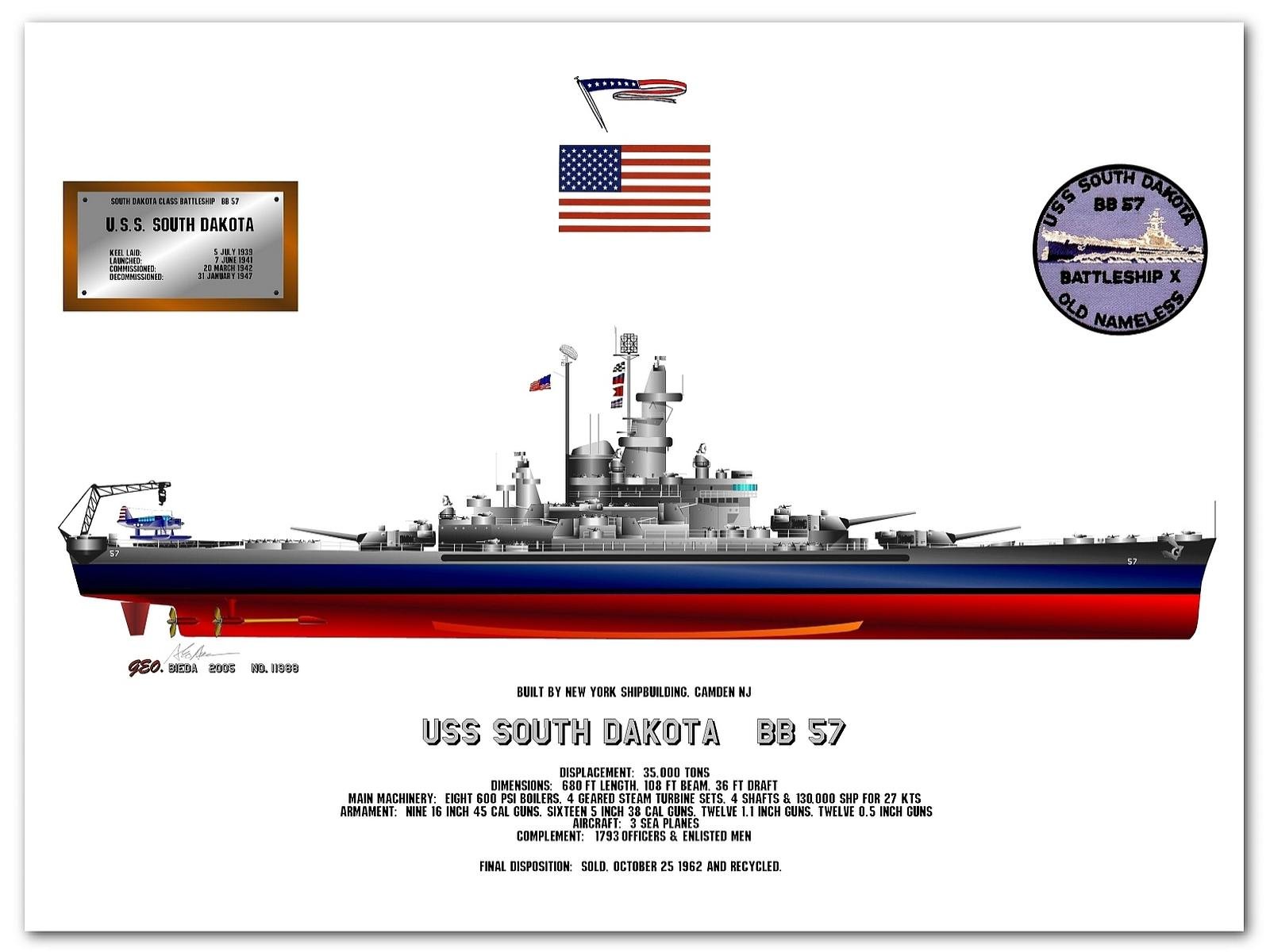 Free download USS South Dakota (BB-57) wallpaper ID:495706 hd 1600x1200 for desktop