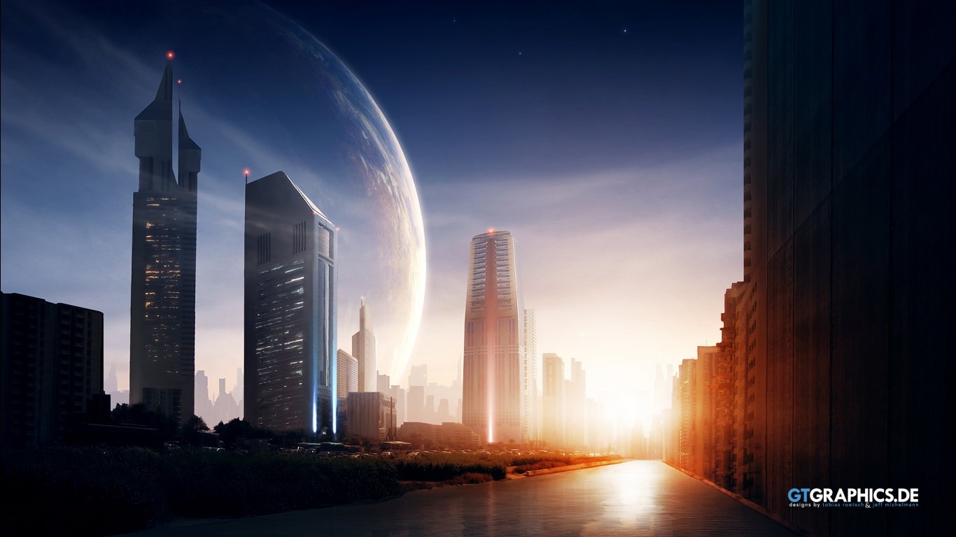Download 1366x768 laptop Futuristic city PC background ID:87821 for free