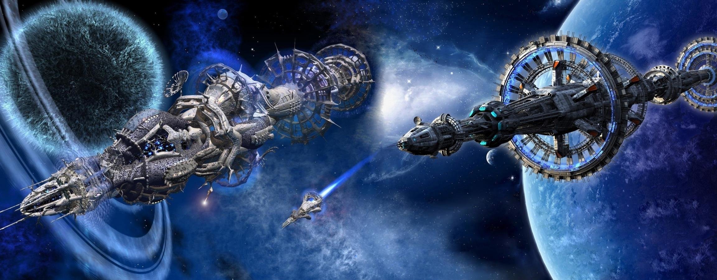 Download dual monitor 2304x900 Spaceship PC wallpaper ID:183857 for free