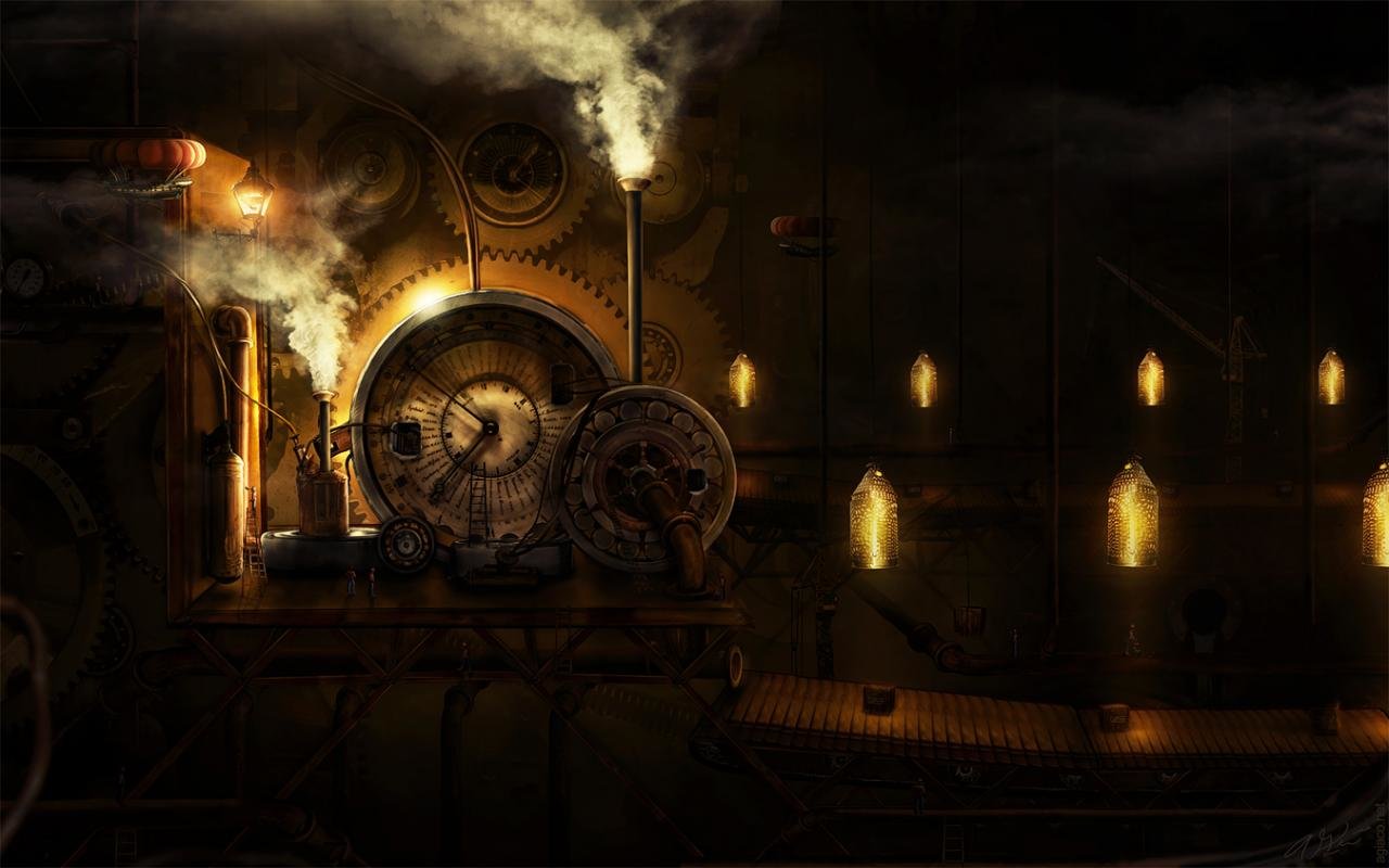 Download hd 1280x800 Steampunk computer wallpaper ID:10544 for free