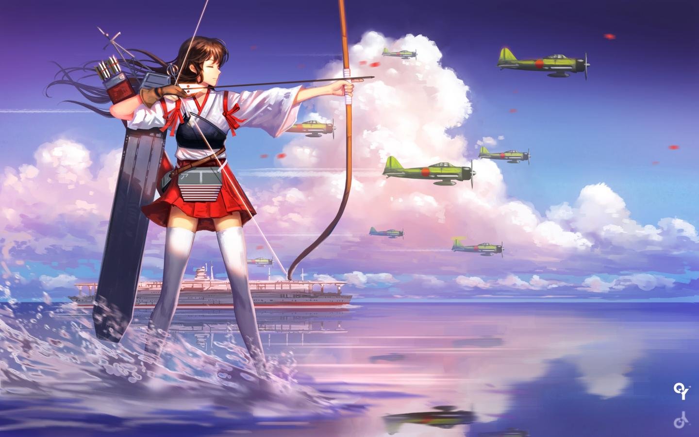 Download hd 1440x900 Akagi (Kancolle) computer background ID:331032 for free
