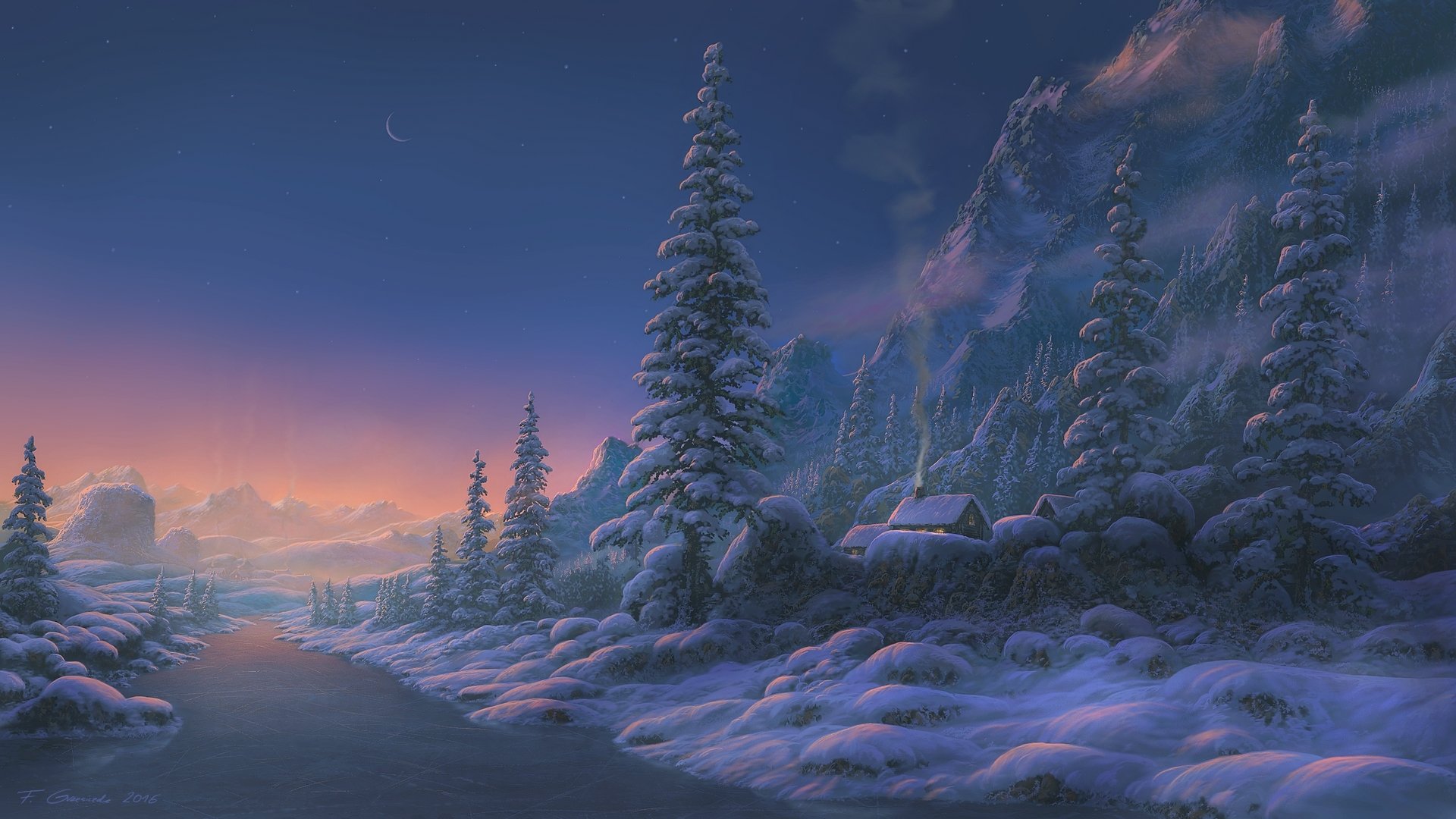 Free Cool winter art high quality background ID:294584 for 1080p computer
