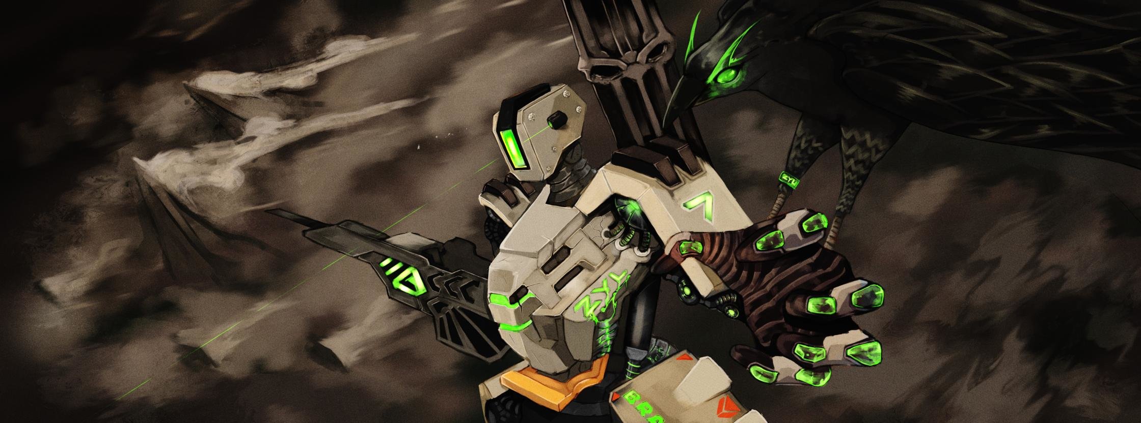 Awesome Bastion (Overwatch) free wallpaper ID:170234 for dual monitor 2240x832 PC