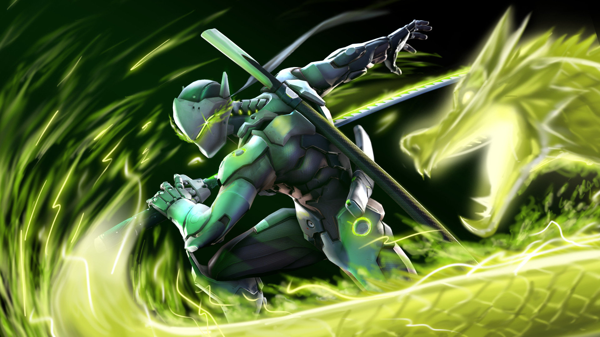 Download hd 1920x1080 Genji (Overwatch) PC background ID:169605 for free