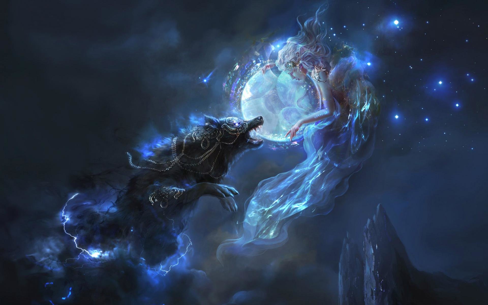 Free Wolf Fantasy high quality background ID:346557 for hd 1920x1200 PC