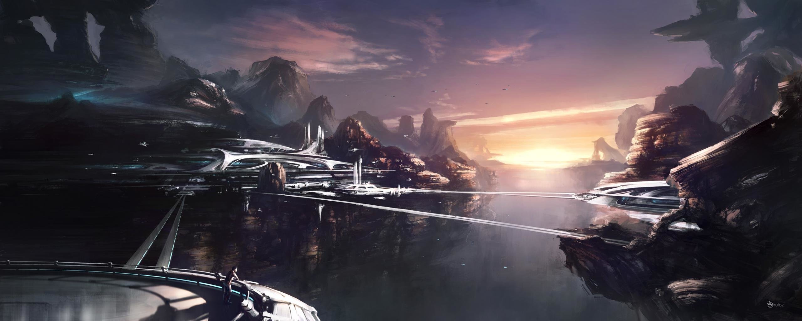 Free download Sci Fi landscape background ID:232882 dual monitor 2569x1024 for desktop
