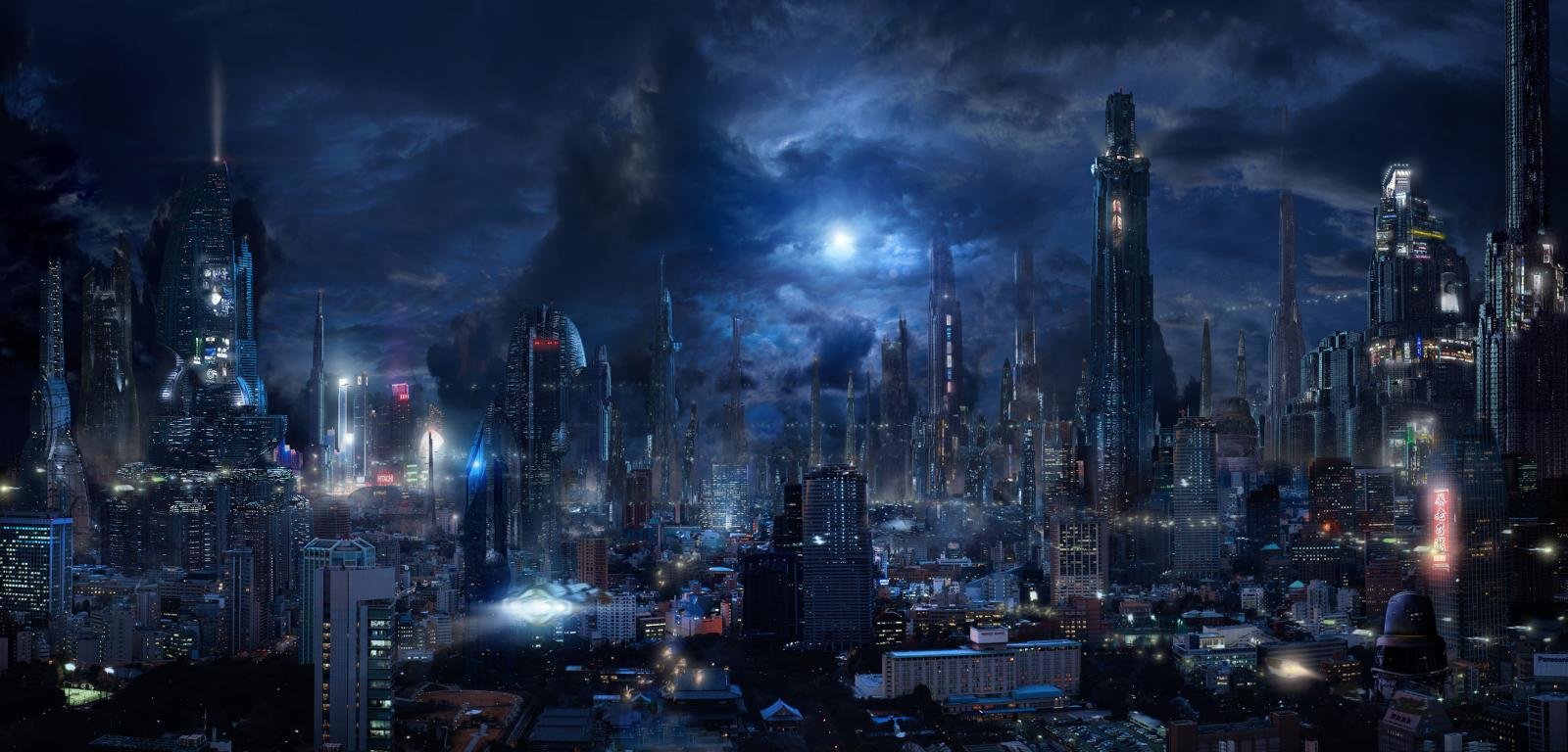 Free download Futuristic city background ID:87701 hd 1600x768 for computer