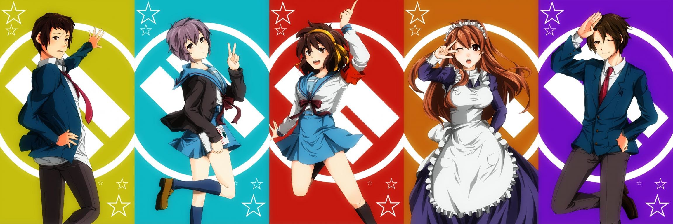 Free download The Melancholy Of Haruhi Suzumiya background ID:139194 dual screen 2304x768 for computer