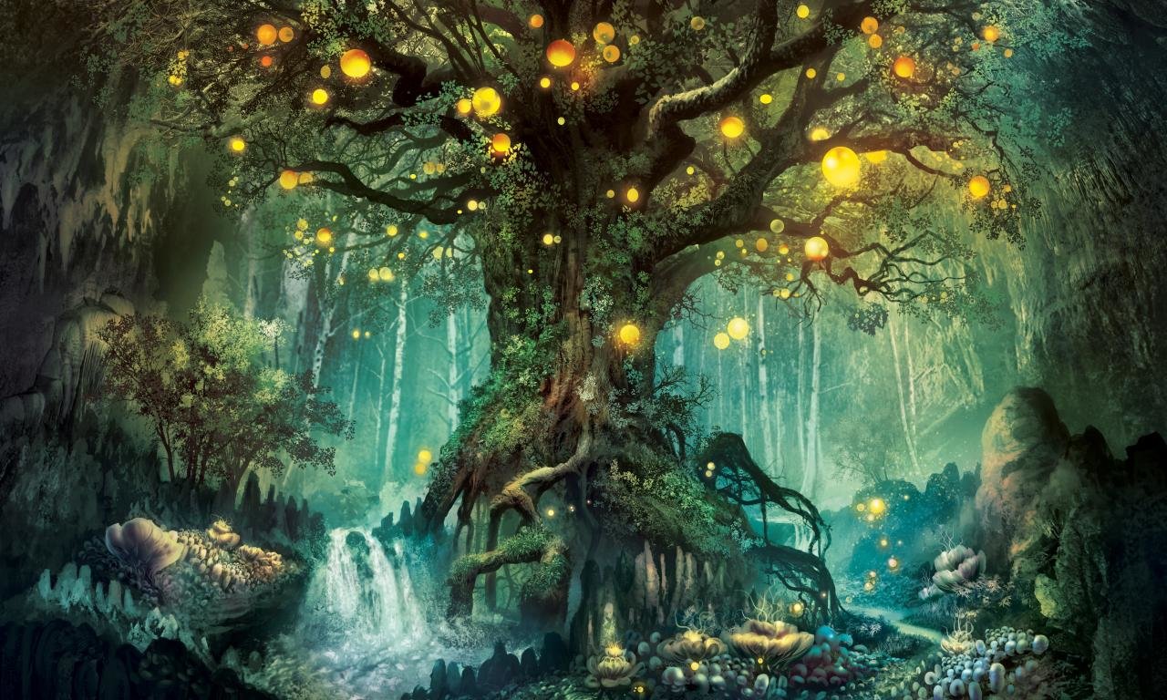 Download hd 1280x768 Fantasy forest PC wallpaper ID:20352 for free