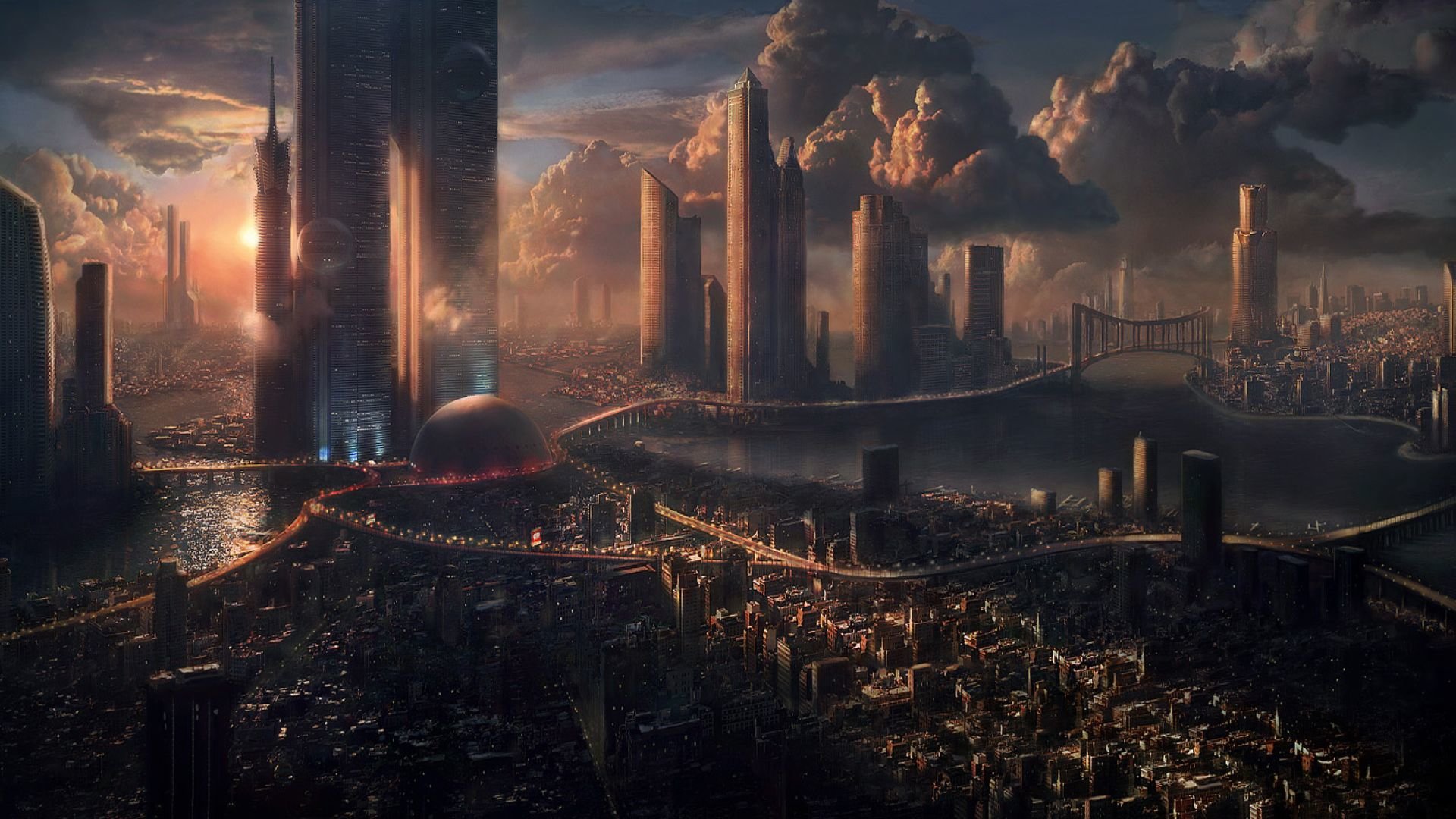 Best Futuristic city background ID:87690 for High Resolution 1080p PC
